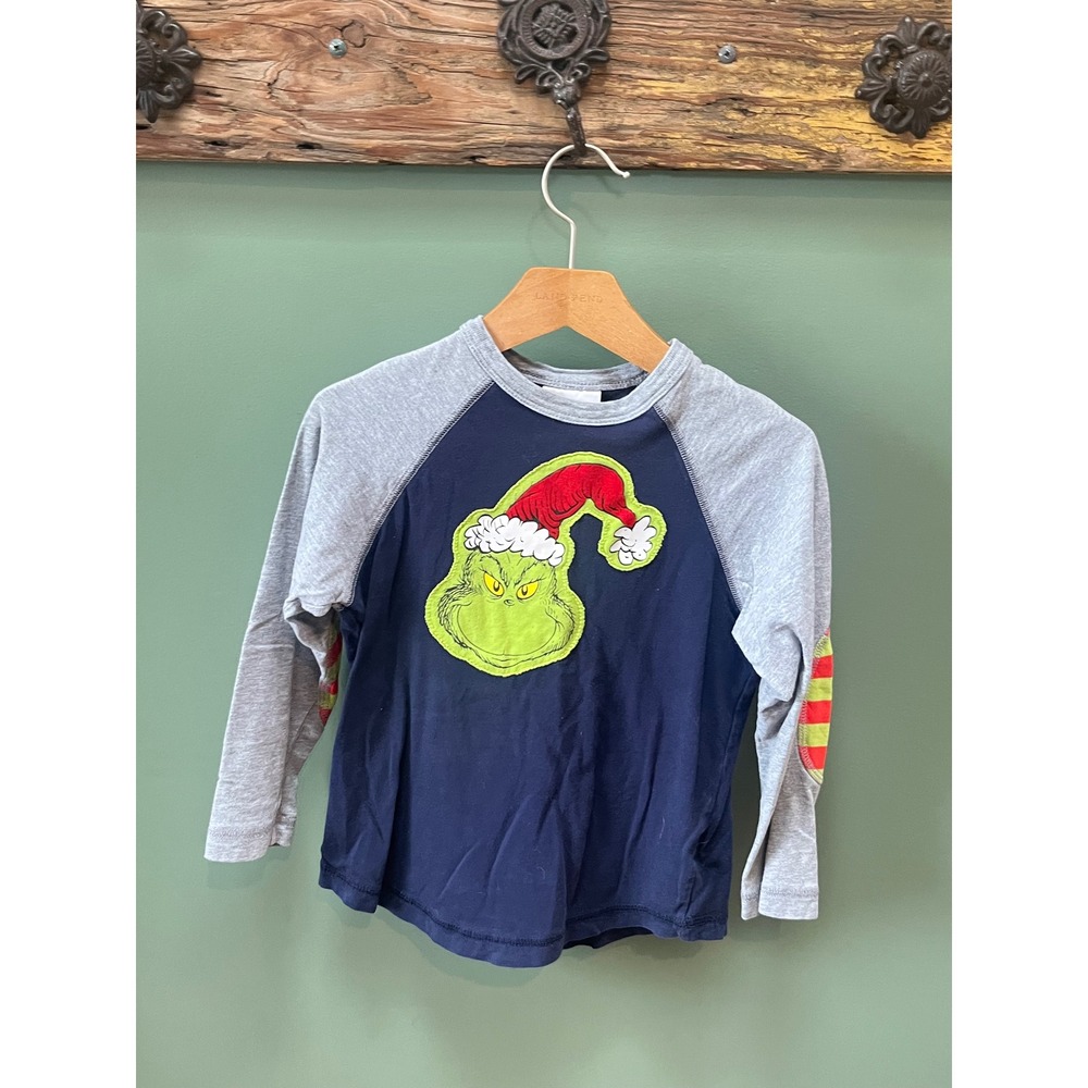 Hanna Andersson Dr Seuss The Grinch Raglan Shirt Navy Gray Kids 110cm US 5